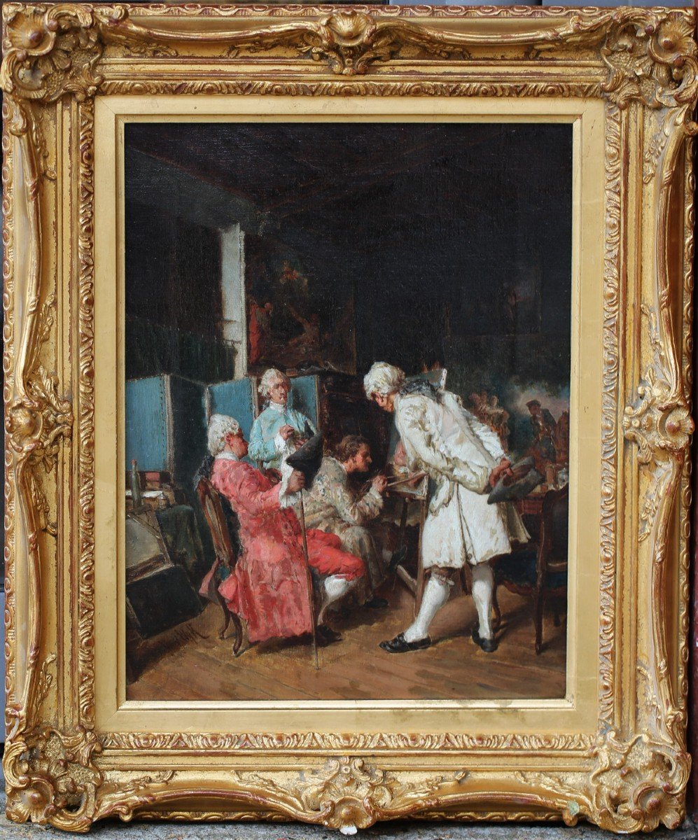 Henri Van Wyk 1833-?, Painting Lovers, After Ernest Meissonier,