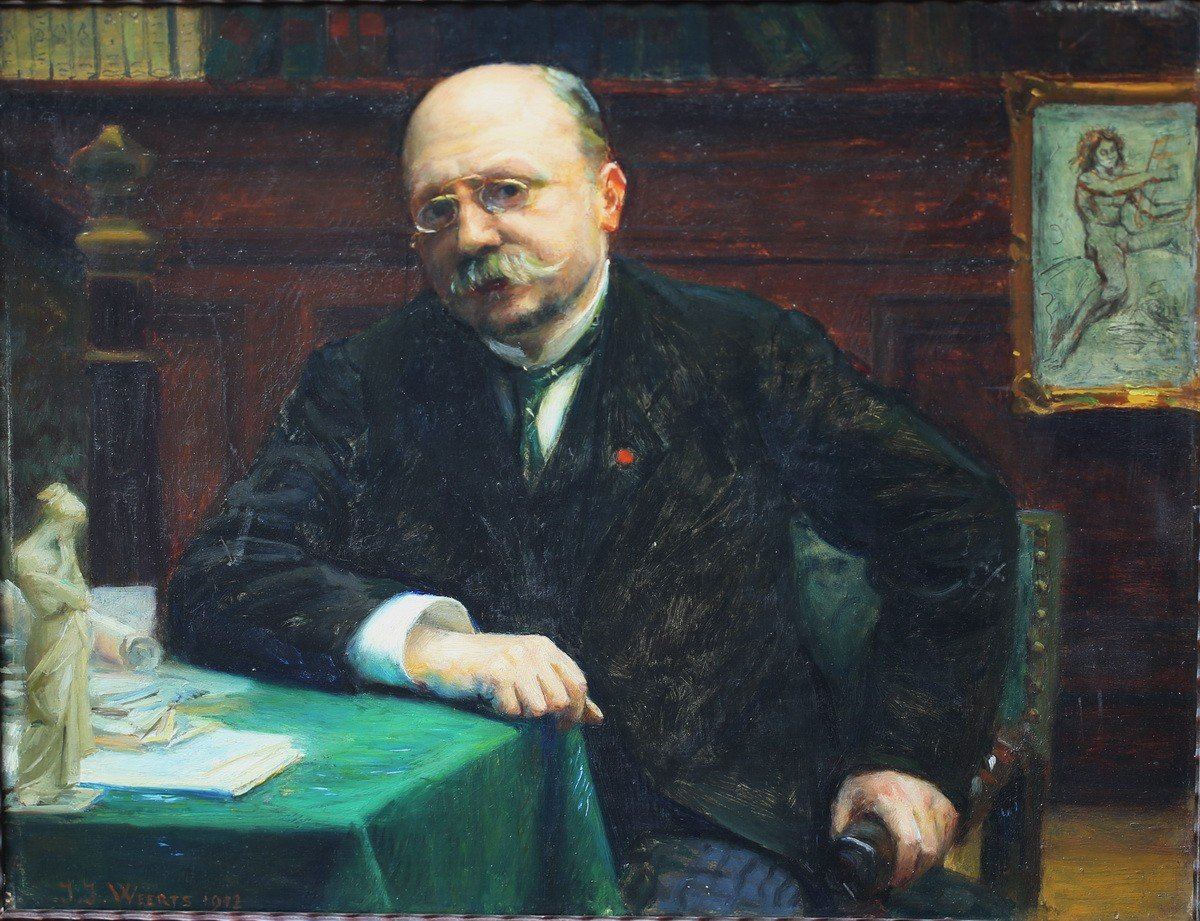 Jean Joseph Weerts 1847-1927, Portrait Of Henry Marcel In His Study.-photo-2