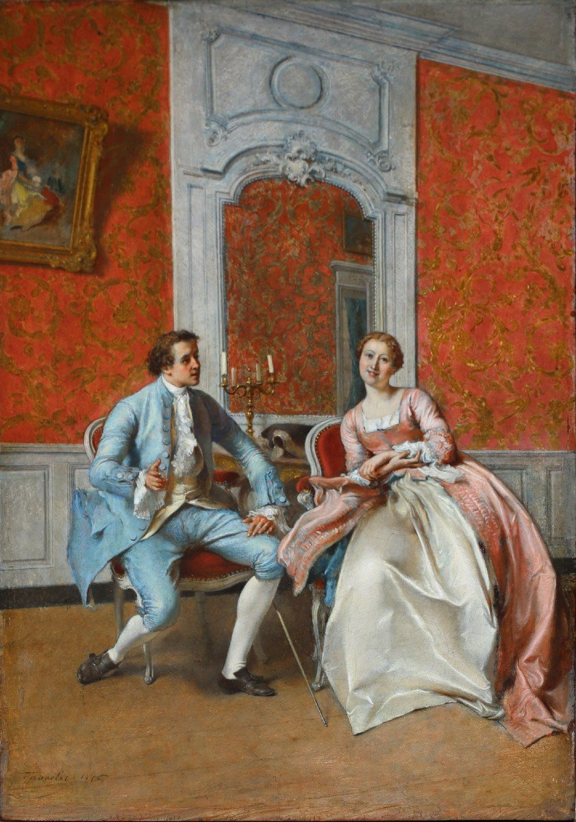 Jean Baptiste Fauvelet 1819-1883, Couple In A Living Room-photo-2