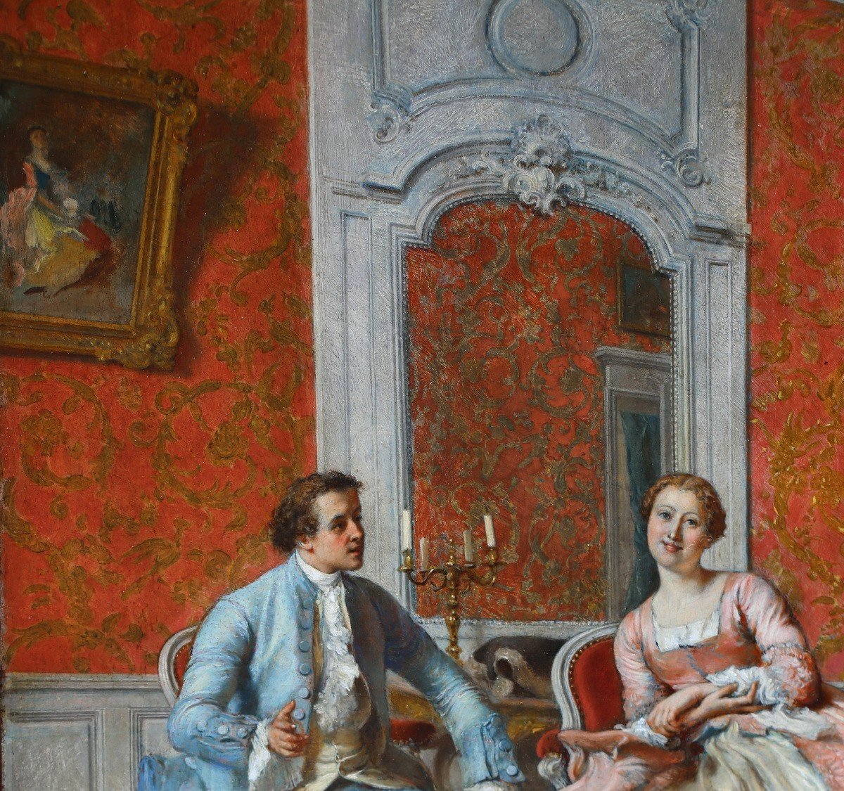 Jean Baptiste Fauvelet 1819-1883, Couple In A Living Room-photo-3