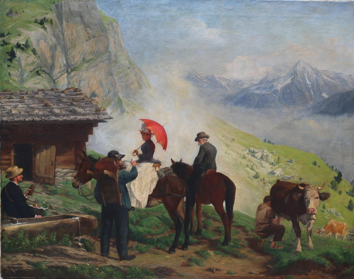 Joseph Clemens Kaufmann 1867-1925,la Halte Au Refuge .-photo-2