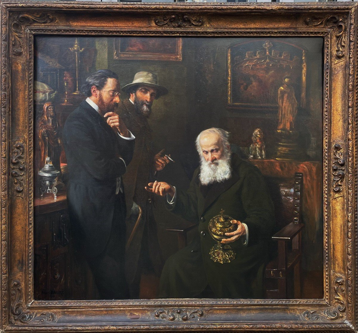 Albert Baure (1867-1930), The Collector, Oil On Canvas Signed And Dated 1914