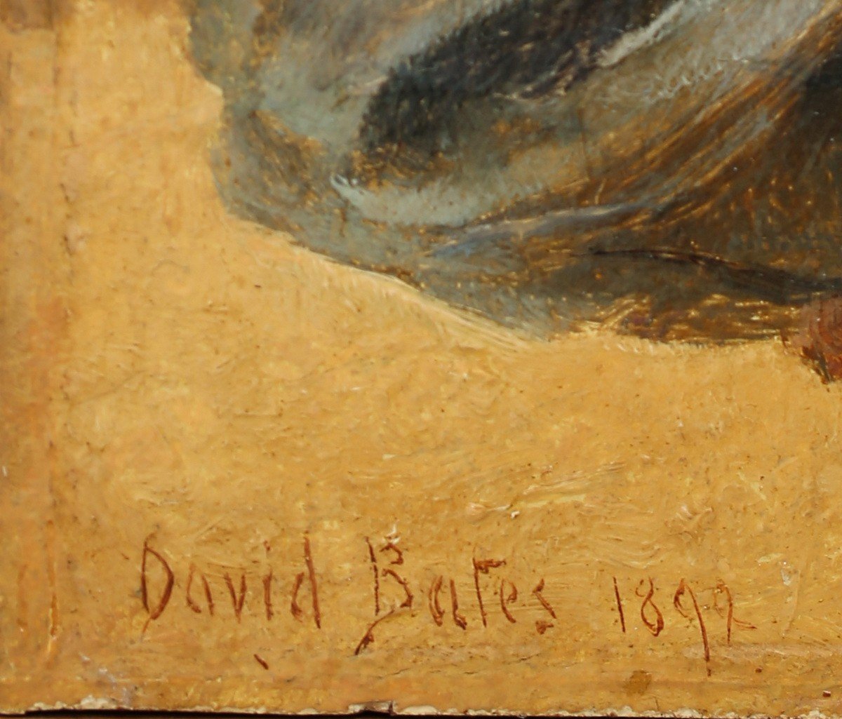 David Bates 1840-1921, Jeune Arabe Assis, Peinture .-photo-3