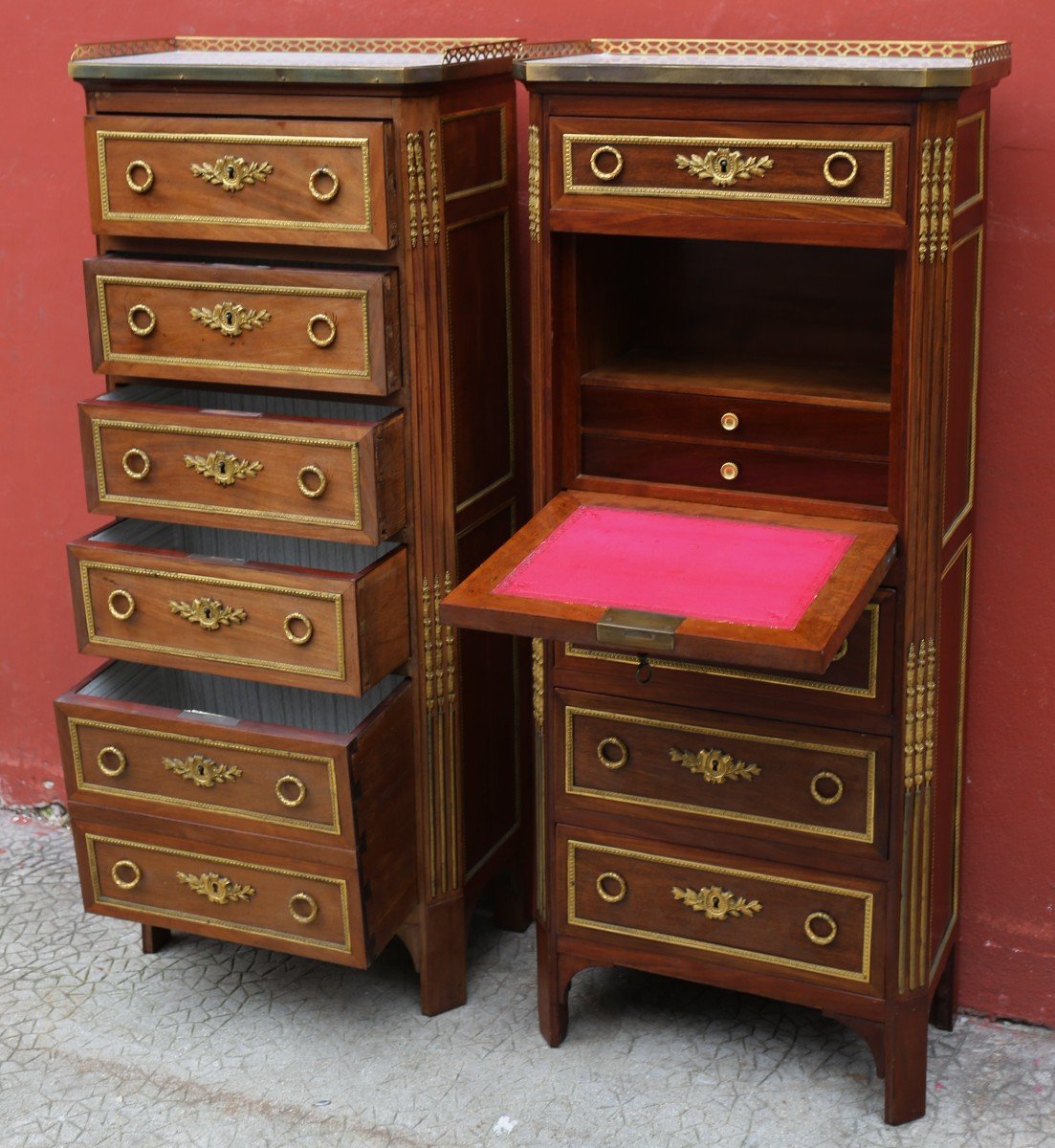 Chiffonier And Secretary Late Louis XVI Period.-photo-3