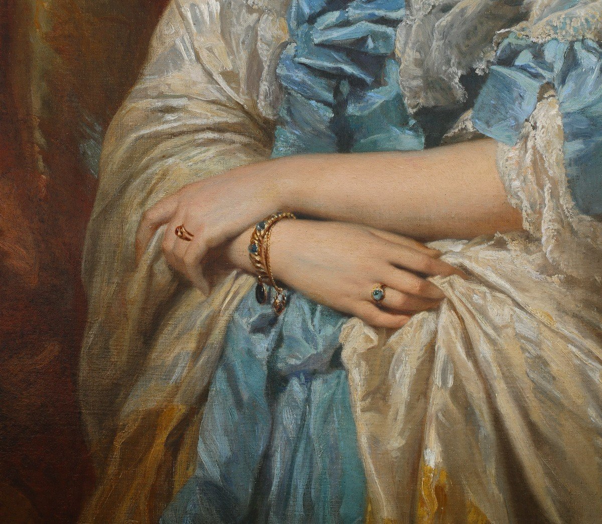 Edouard Dubufe 1819-1883, Portrait d'Elisabeth De Flavigny, Marquise De La Grange En 1852.-photo-1