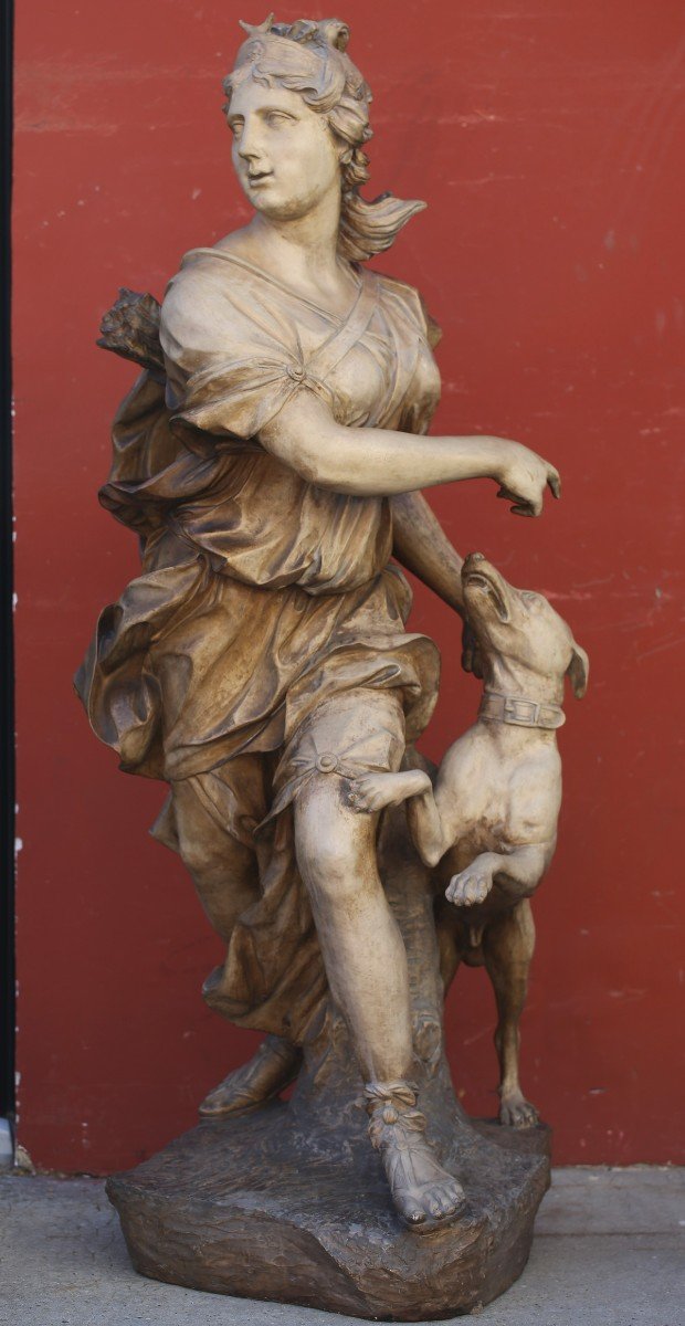 Gene Italian School Early 19th Century, Diane Huntress And Her Dog, Terracotta Proof -photo-2