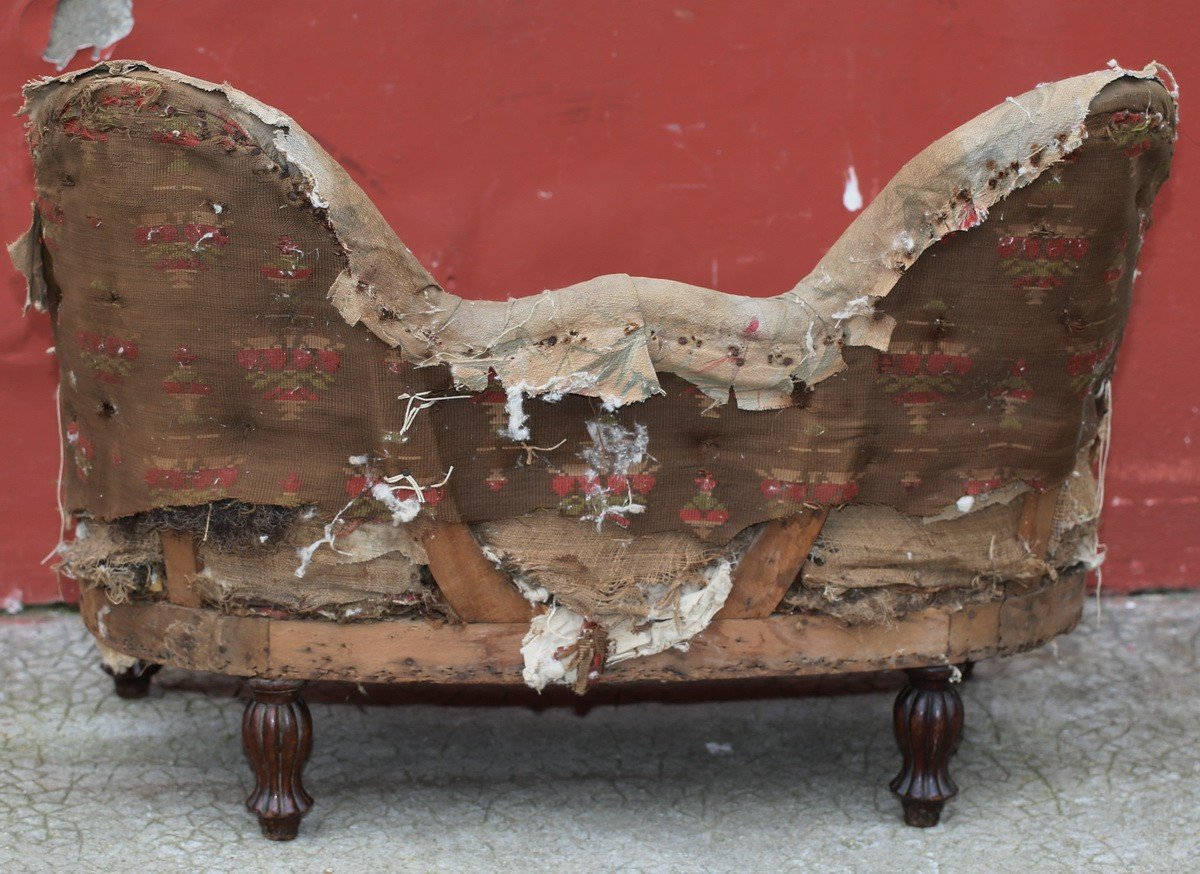 Small Child's Sofa Said To Ear, In Padded Mahogany Period N.iii -photo-3