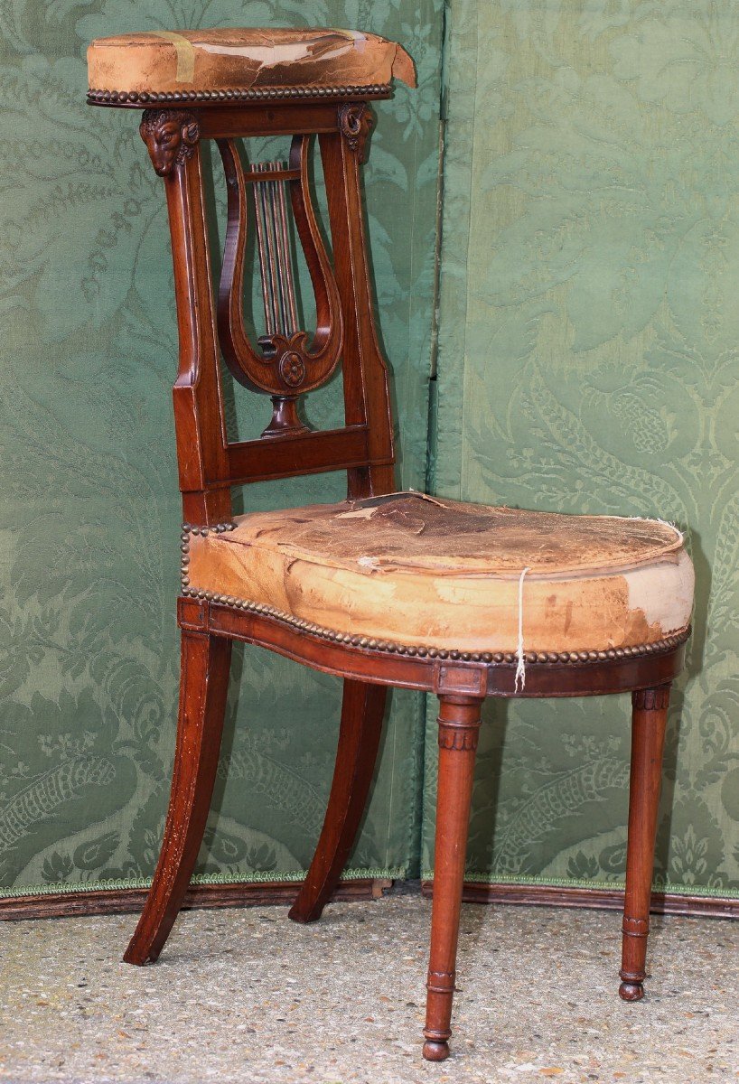 Chaise Ponteuse d'époque Louis XVI, En Acajou, à Décor De Têtes De Beliers, Attribuée à Jacob  -photo-2