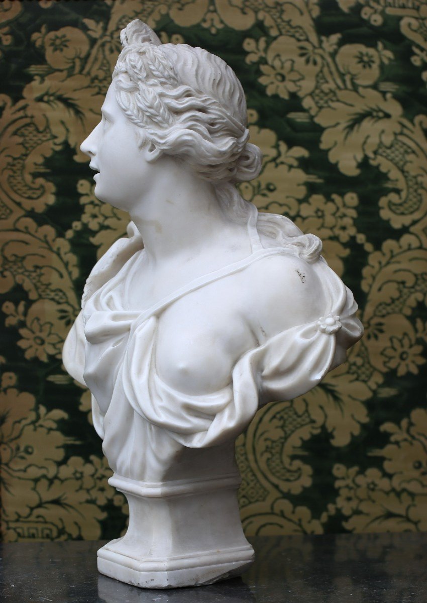 Italian School From The 18th Century, Allegory Of Autumn And Summer, Pair Of Marble Busts.-photo-4