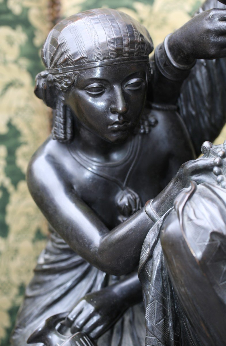 Charles Cumberworth (french, 1811-1852), Cléopatre Et Lesbie, Sculpture In Bronze Black Patina-photo-2