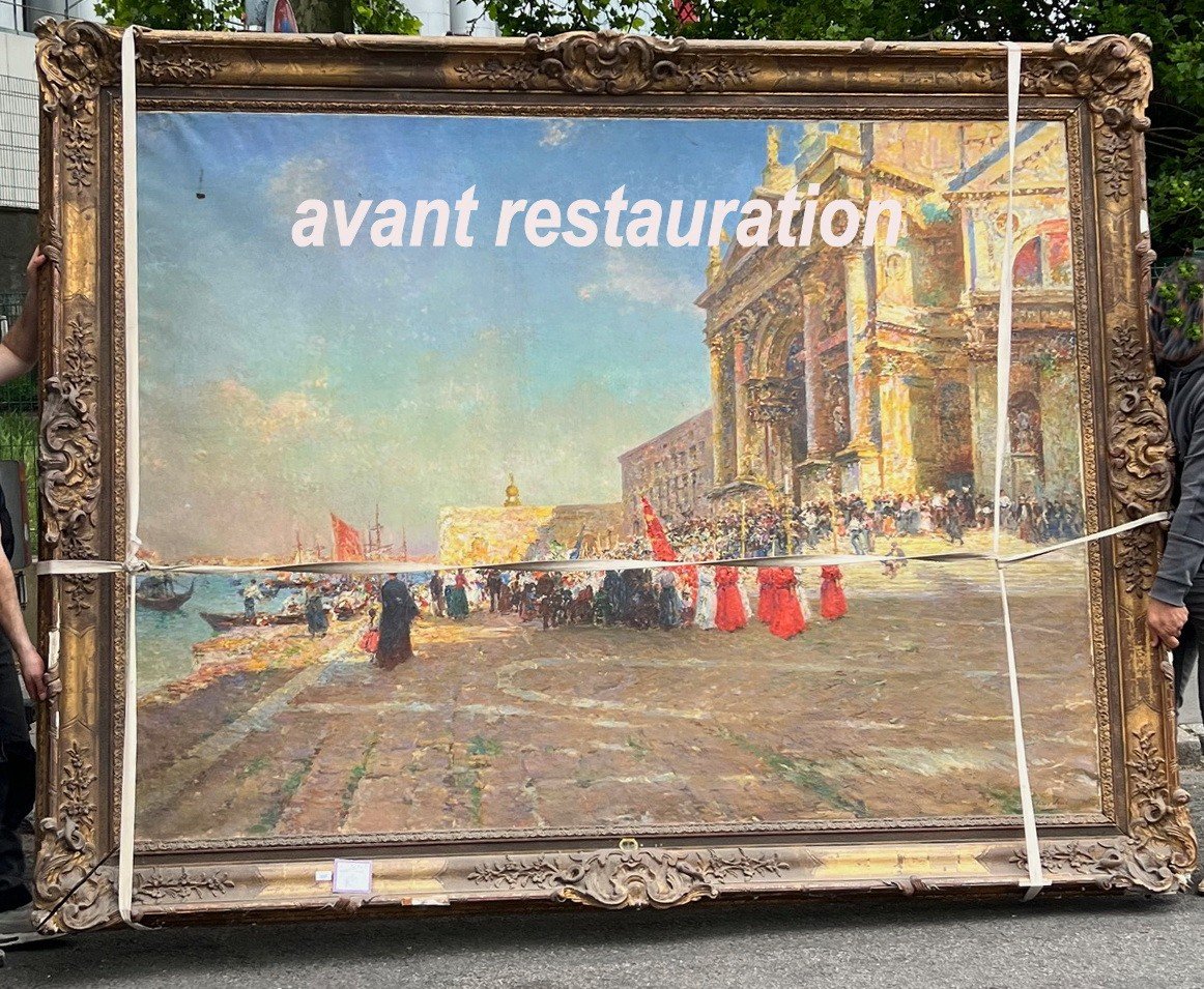 Julien Gustave Gagliardini 1846-1927, Procession Devant La Salute à Venise.-photo-6