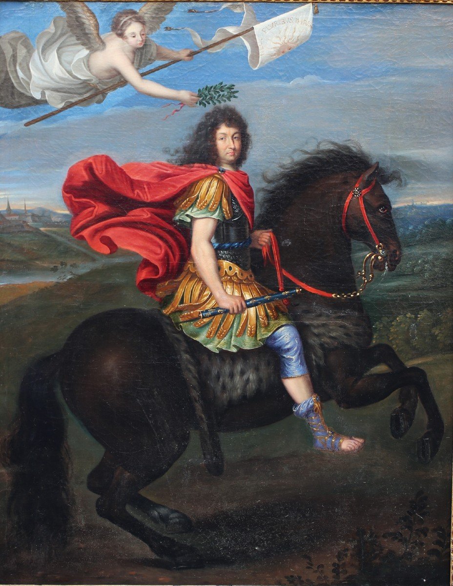 French School Early 19th Century After Pierre Mignard Equestrian Portrait Of Louis XIV -photo-2