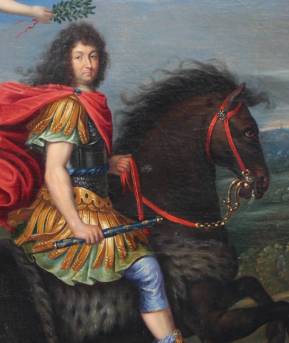 French School Early 19th Century After Pierre Mignard Equestrian Portrait Of Louis XIV -photo-3