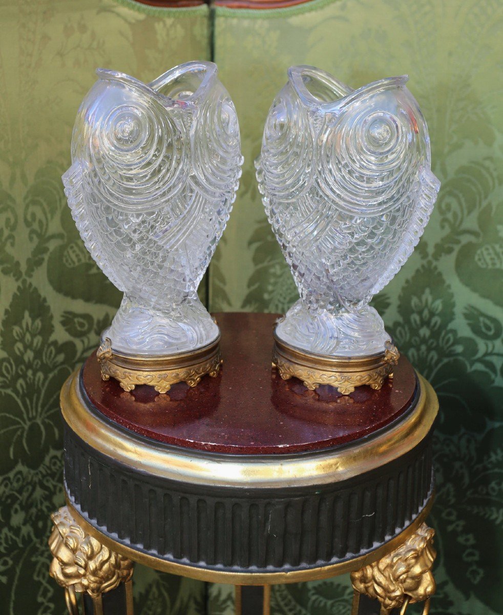 Baccarat Pour l'Escalier De Cristal, Paire De Vases Poisson.-photo-2