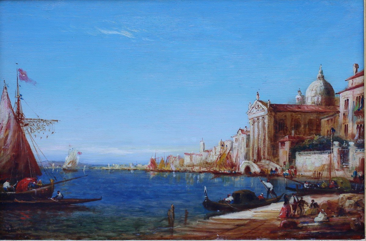 Alfred Bachmann 1863-1956, Les Zattere Avec l'église Santa Maria Della Rosario à Venise-photo-2