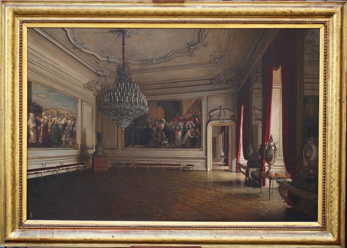 Johann Jaunbersin XIX-xx Salon Sans Doute Schonbrunn Palace à Vienne.