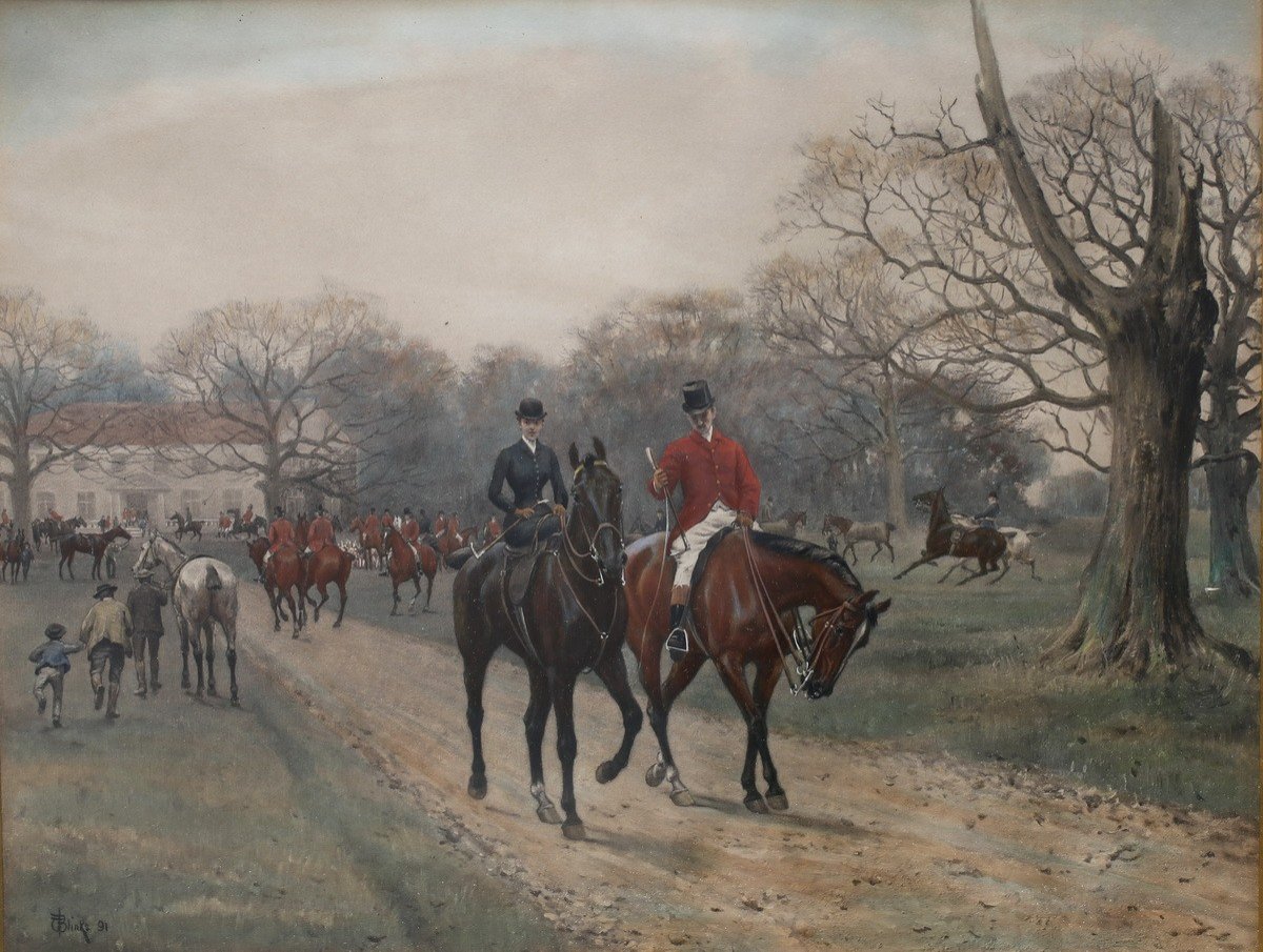 Thomas Blinks 1860-1912, Scènes De Chasse à Courre, Aquarelles Gouachées Sur Papier -photo-4