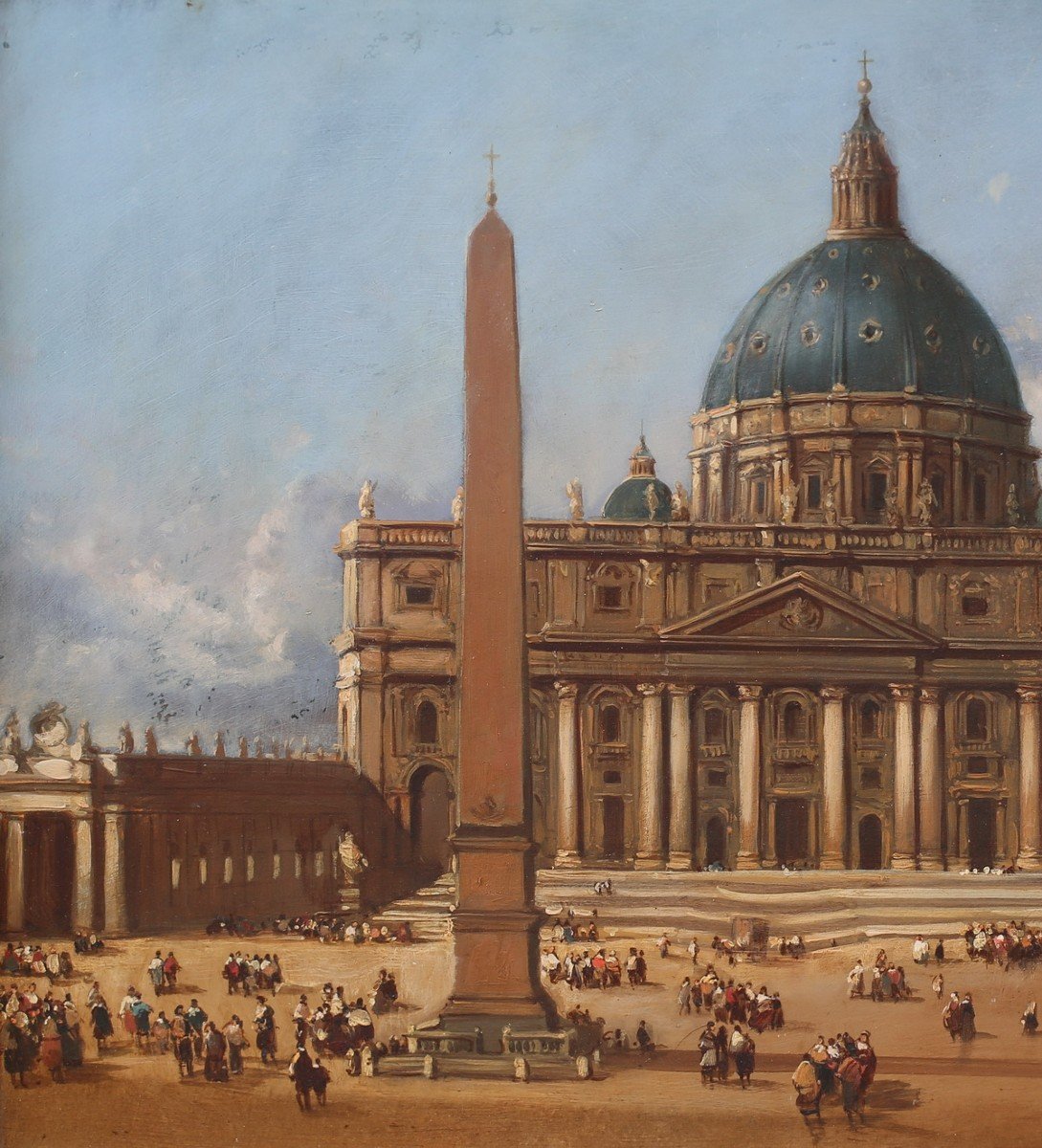 Italian School Of The Late Nineteenth Century, St Peter's In Rome (veduta), Oil On Copper-photo-3