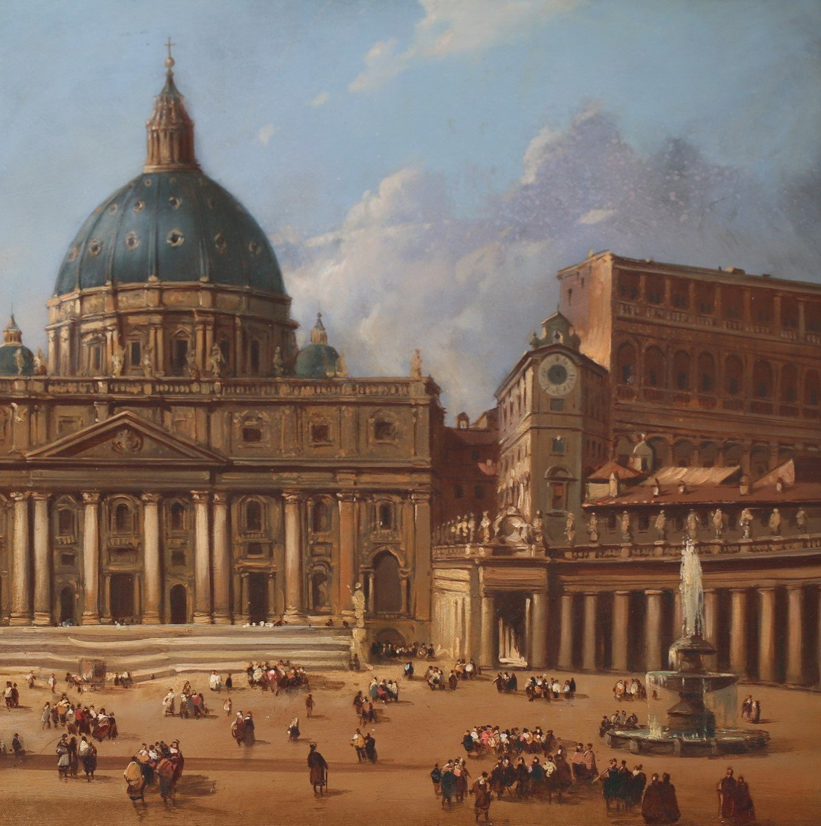 Italian School Of The Late Nineteenth Century, St Peter's In Rome (veduta), Oil On Copper-photo-4