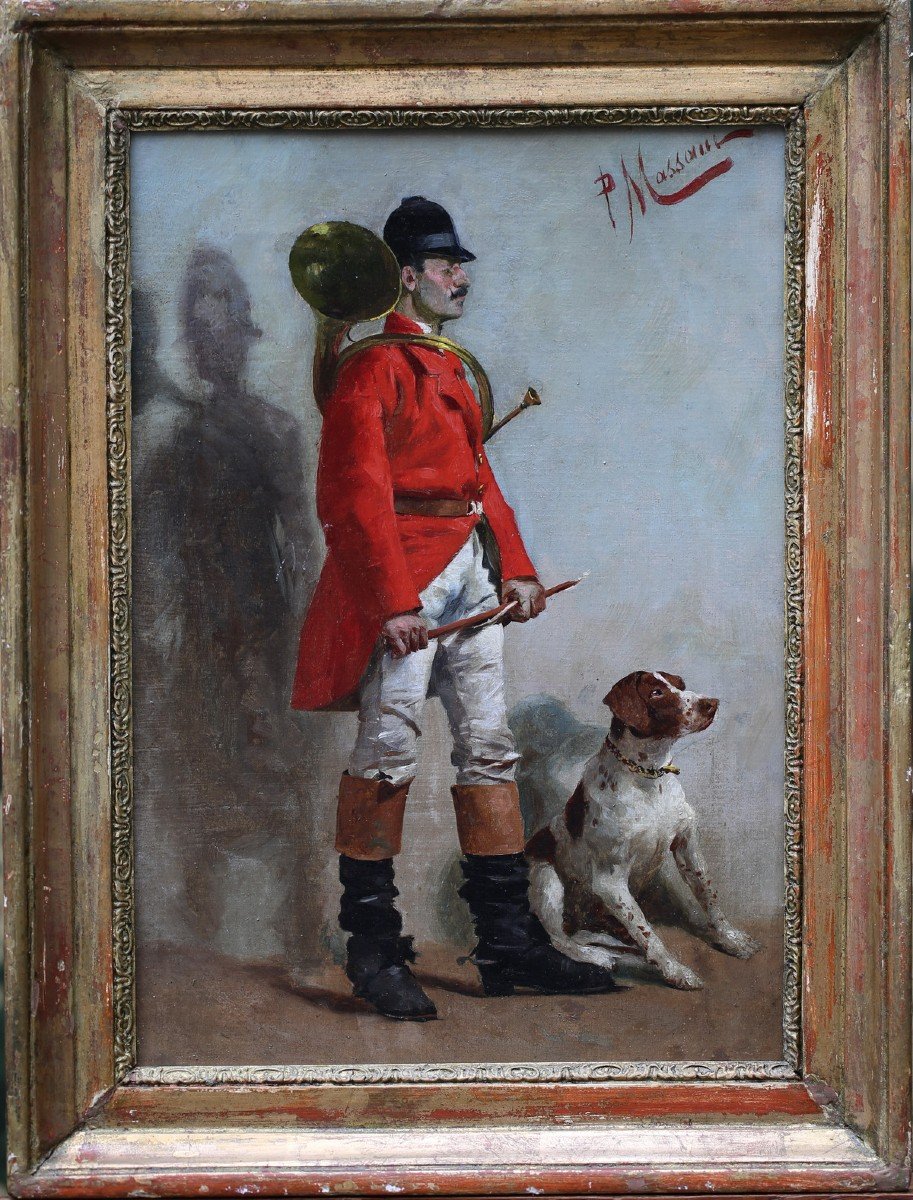 Italian School Of The 19th Century, Portrait Of A Piqueux Hunter And His Dog.