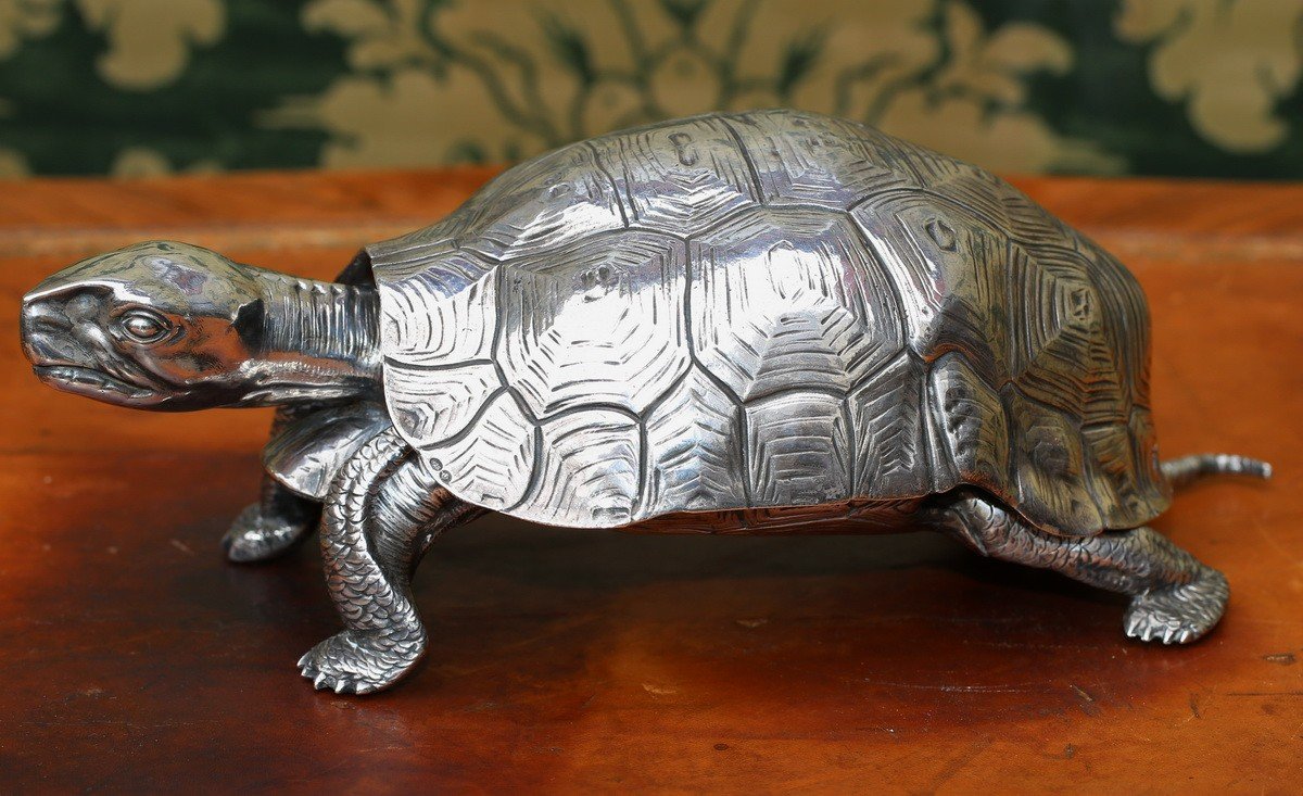 Encrier En Argent En Forme De Tortue Neresheimer De Hanau  Importé En Angleterre Vers 1900.-photo-3