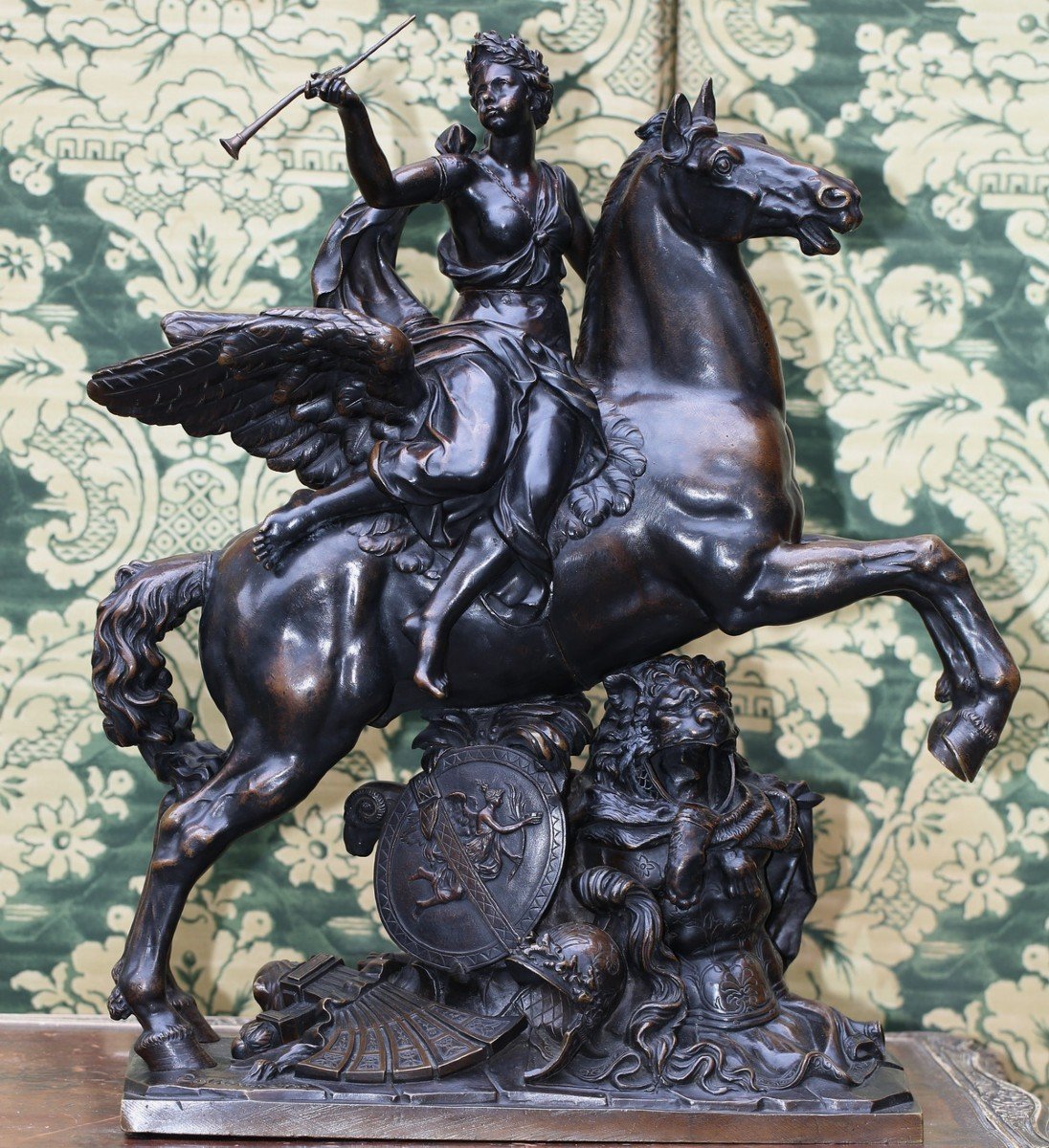 According To Antoine Coysevox (1640-1720) 19th Century Fame On Horseback And Mercury -photo-3