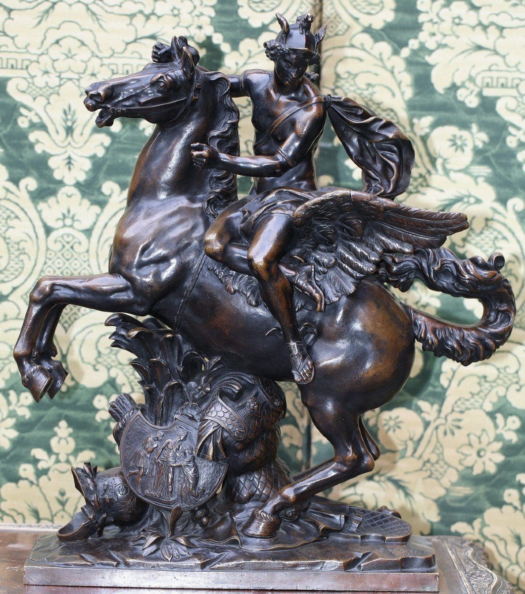 According To Antoine Coysevox (1640-1720) 19th Century Fame On Horseback And Mercury -photo-4