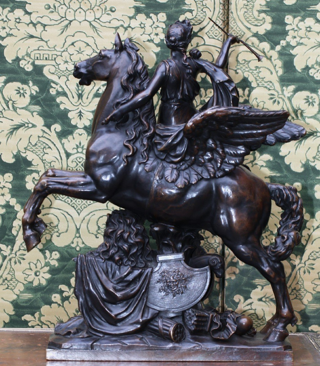 According To Antoine Coysevox (1640-1720) 19th Century Fame On Horseback And Mercury -photo-5