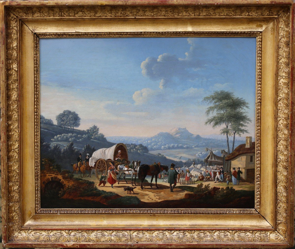 Jean Louis Demarne 1752-1829 Around, Animated Landscapes, Pair Of Paintings-photo-2