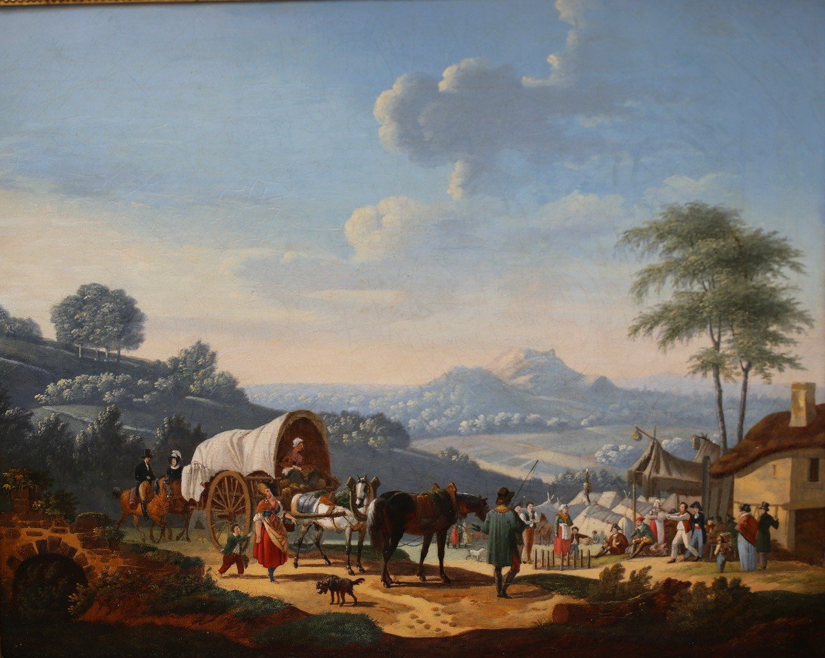 Jean Louis Demarne 1752-1829 Around, Animated Landscapes, Pair Of Paintings-photo-4