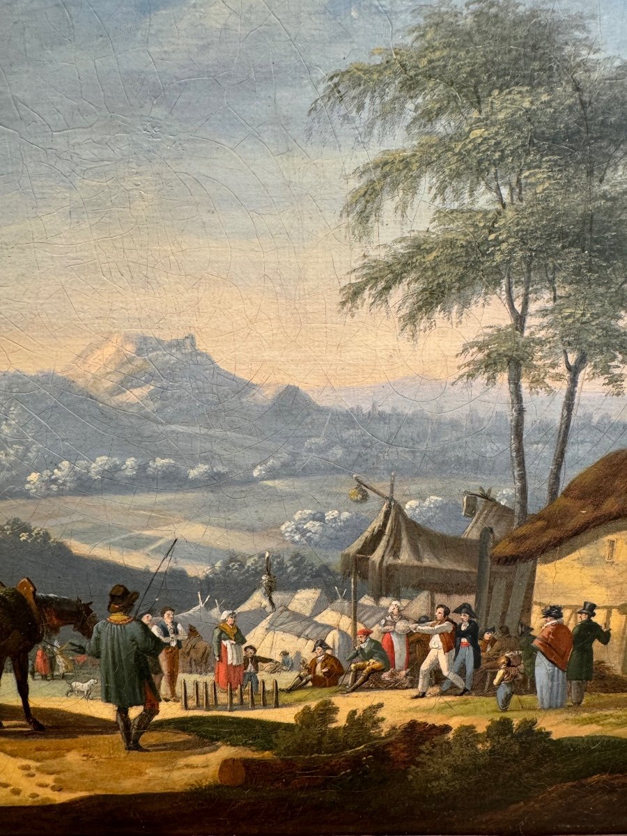 Jean Louis Demarne 1752-1829 Around, Animated Landscapes, Pair Of Paintings-photo-2