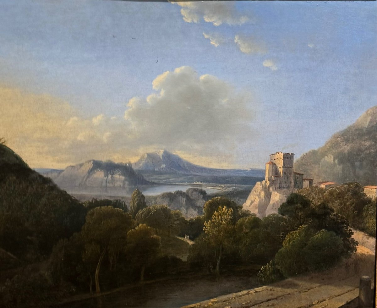 école Française Vers 1800 Paysage Italien -photo-3