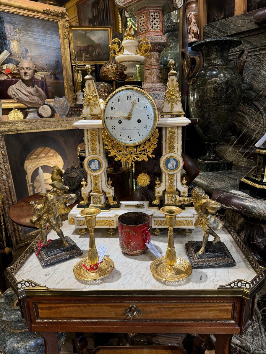 Large Louis XVI Period Portico Clock From Piolaine In Paris.-photo-1