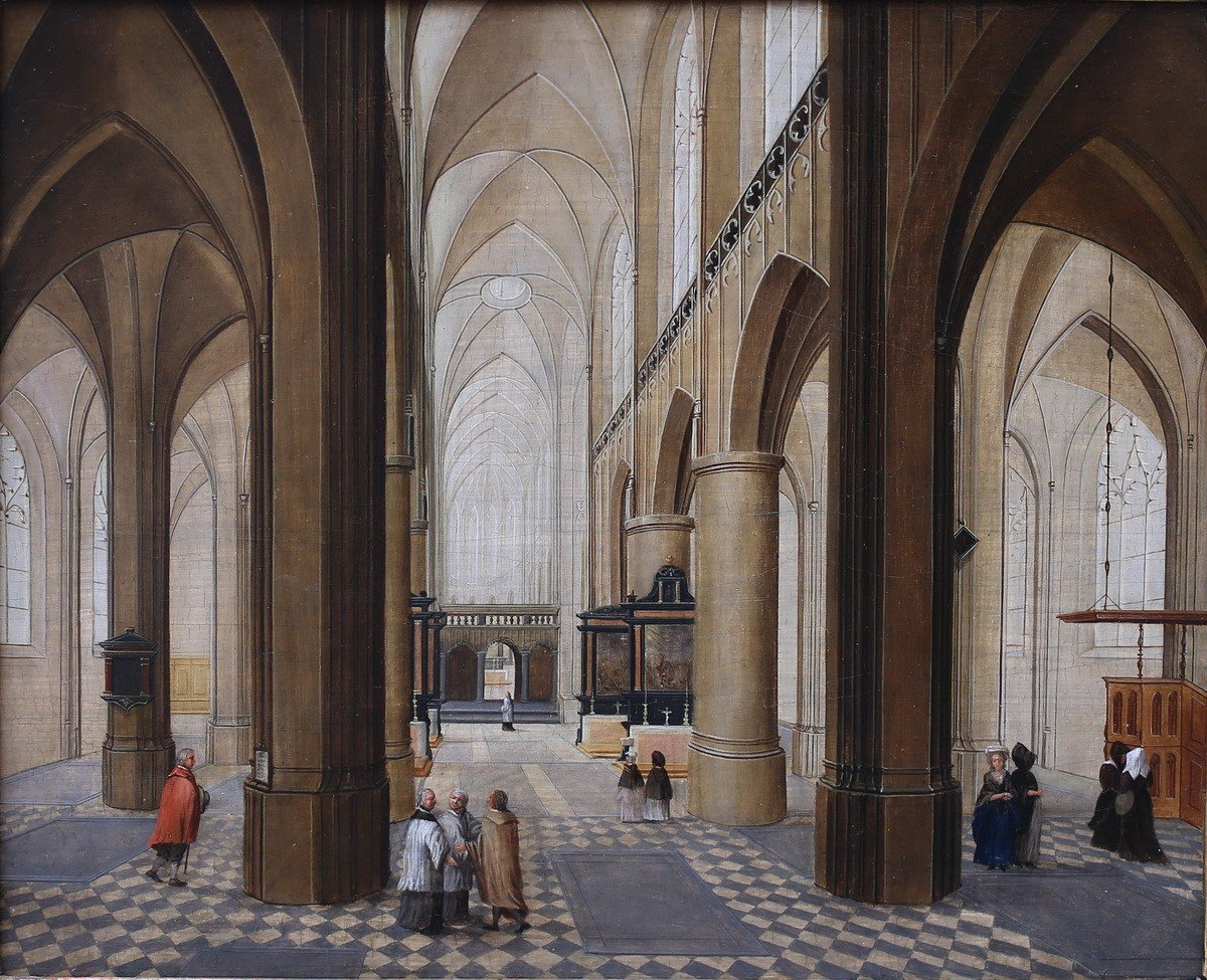 Christian Stocklin 1741-1795, Interior Of A Church In Flanders.-photo-2