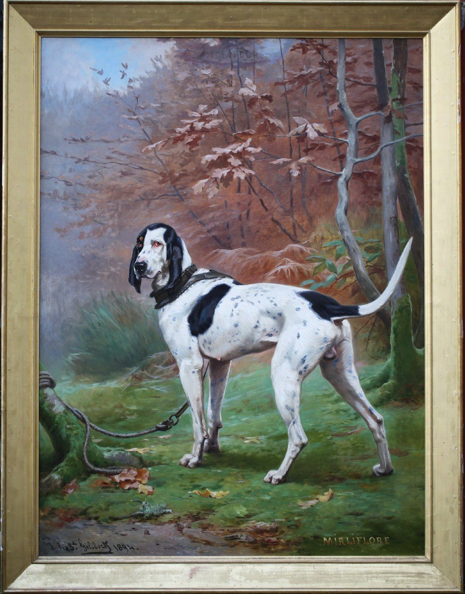 Jules-bertrand Gelibert 1834-1916 Portrait Important Du Chien Mirliflore En 1894.