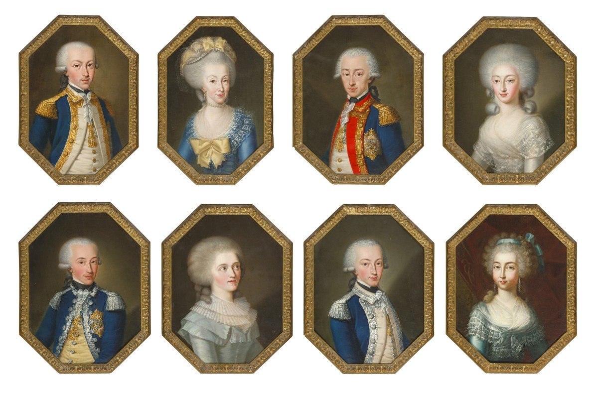 Giovanni Panealbo 1742-1815 Suite Of 8 Portraits Of The Savoy Family 