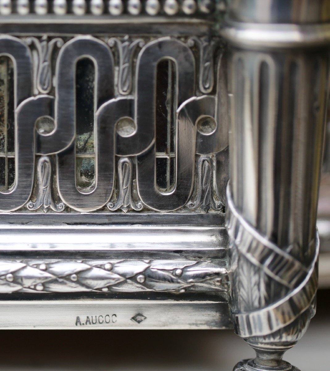 Aucoc Centre De Table En Argent Minerve De Style Louis XVI, Fond De Miroirs, Fin XIXème-photo-2