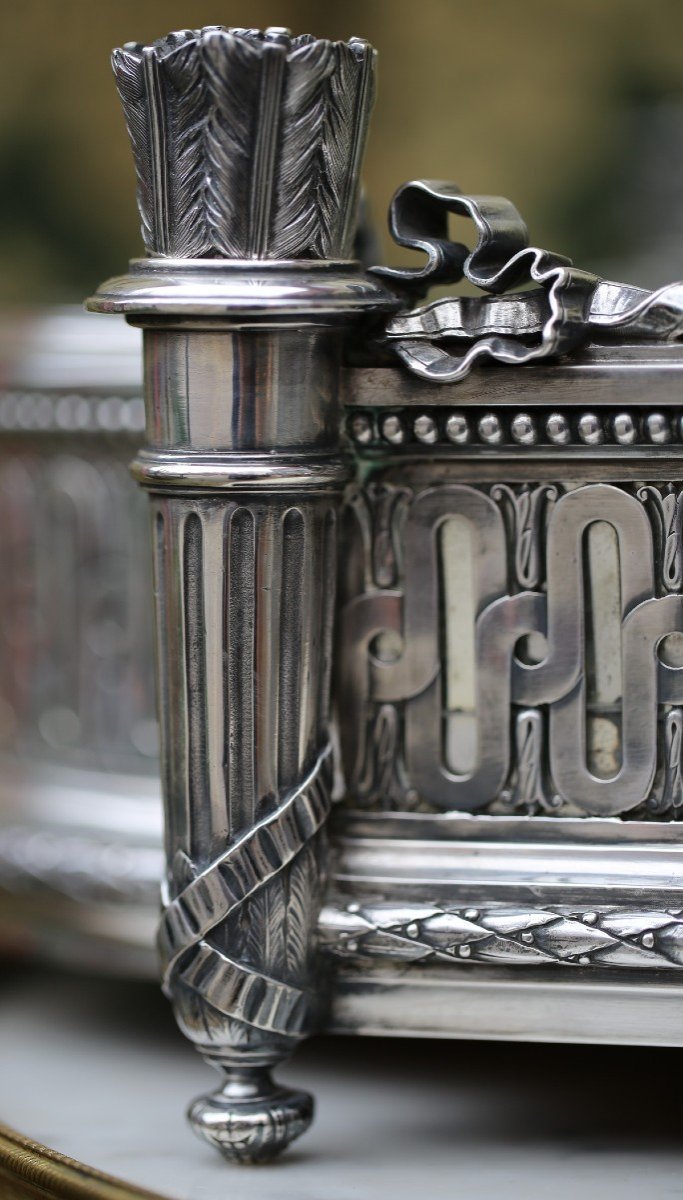 Aucoc Centre De Table En Argent Minerve De Style Louis XVI, Fond De Miroirs, Fin XIXème-photo-4