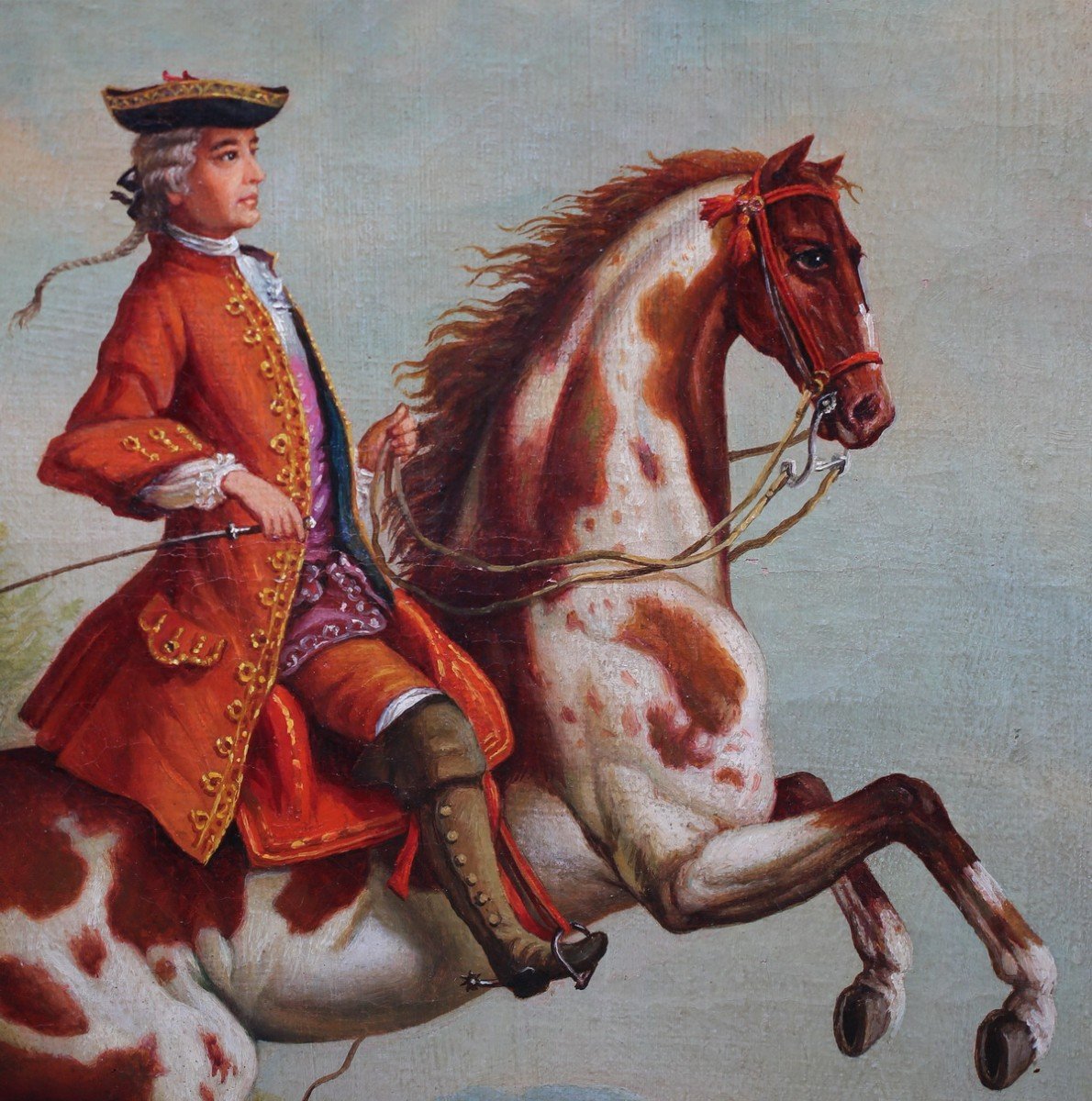 Johann Georg De Hamilton 1672-1737 Suiveur De,  Paire De Peintures Cavaliers Circa 1900 .-photo-1