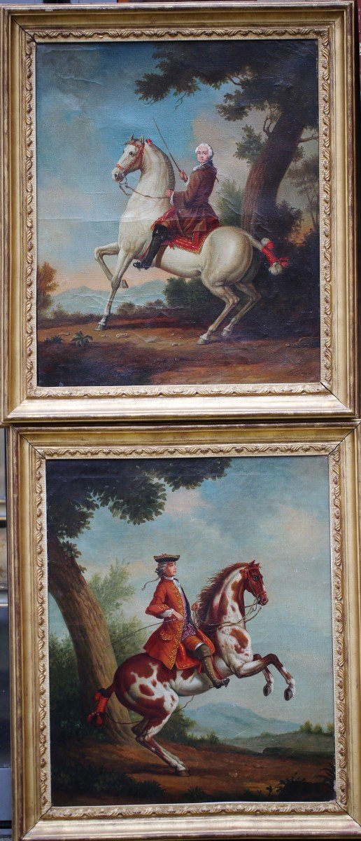 Johann Georg De Hamilton 1672-1737 Suiveur De,  Paire De Peintures Cavaliers Circa 1900 .