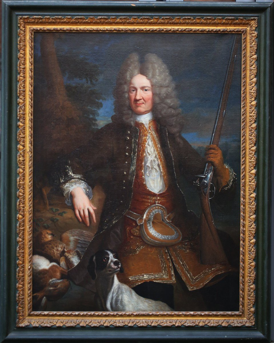 Grisoni Giuseppe Dit Pierre Joseph Grison 1699-1769 Attribué à, Portrait De Chasseur .