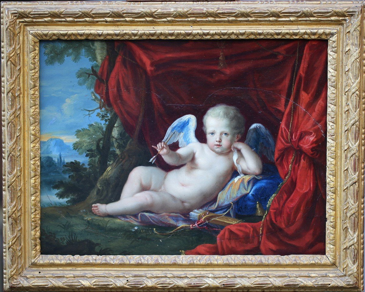 Ecole Française Vers 1700, Suiveur De Pierre Mignard, Cupidon Allégorie De l'Amour.