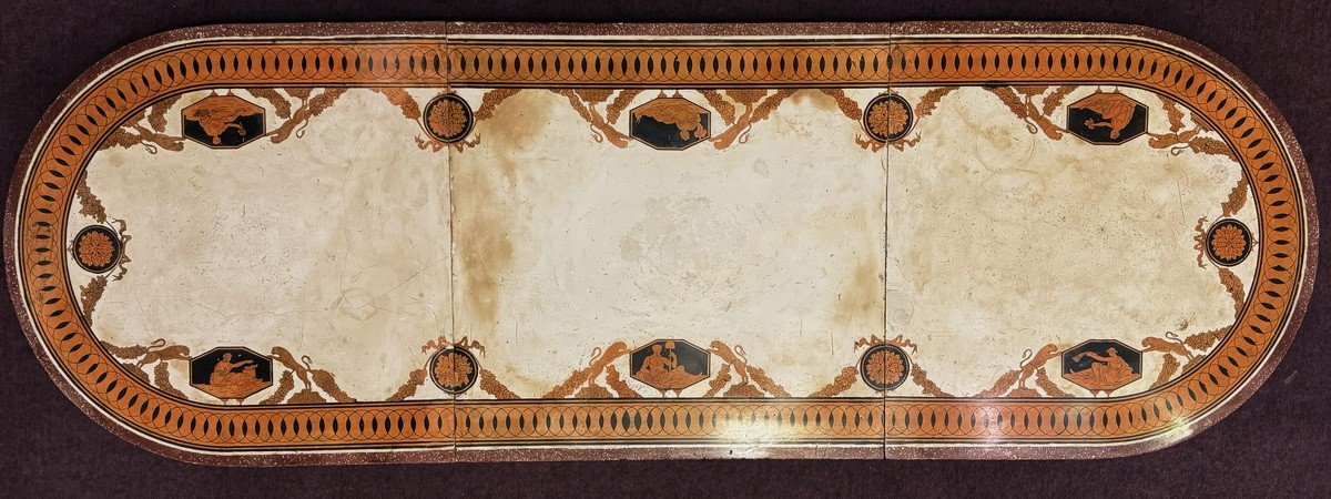 Italy Rome End Of The 18th Century, Beginning Of The 19th Century, Scagliola Table Centrepiece, In The Neoclassical Style.