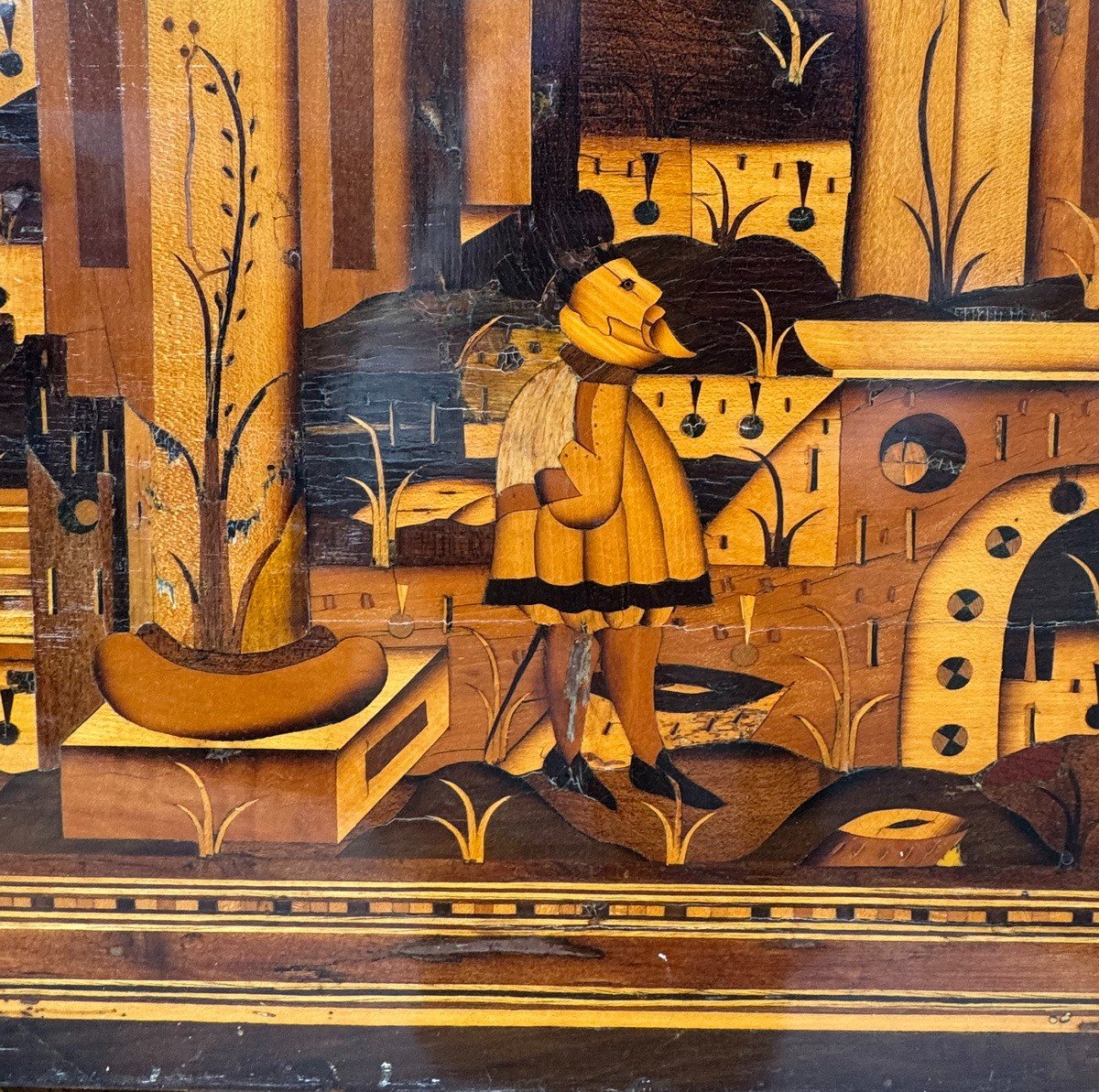 Cabinet D’époque Baroque, Fin Du XVIème, Allemagne Du Sud,  Augsbourg En Marqueterie De Bois-photo-7