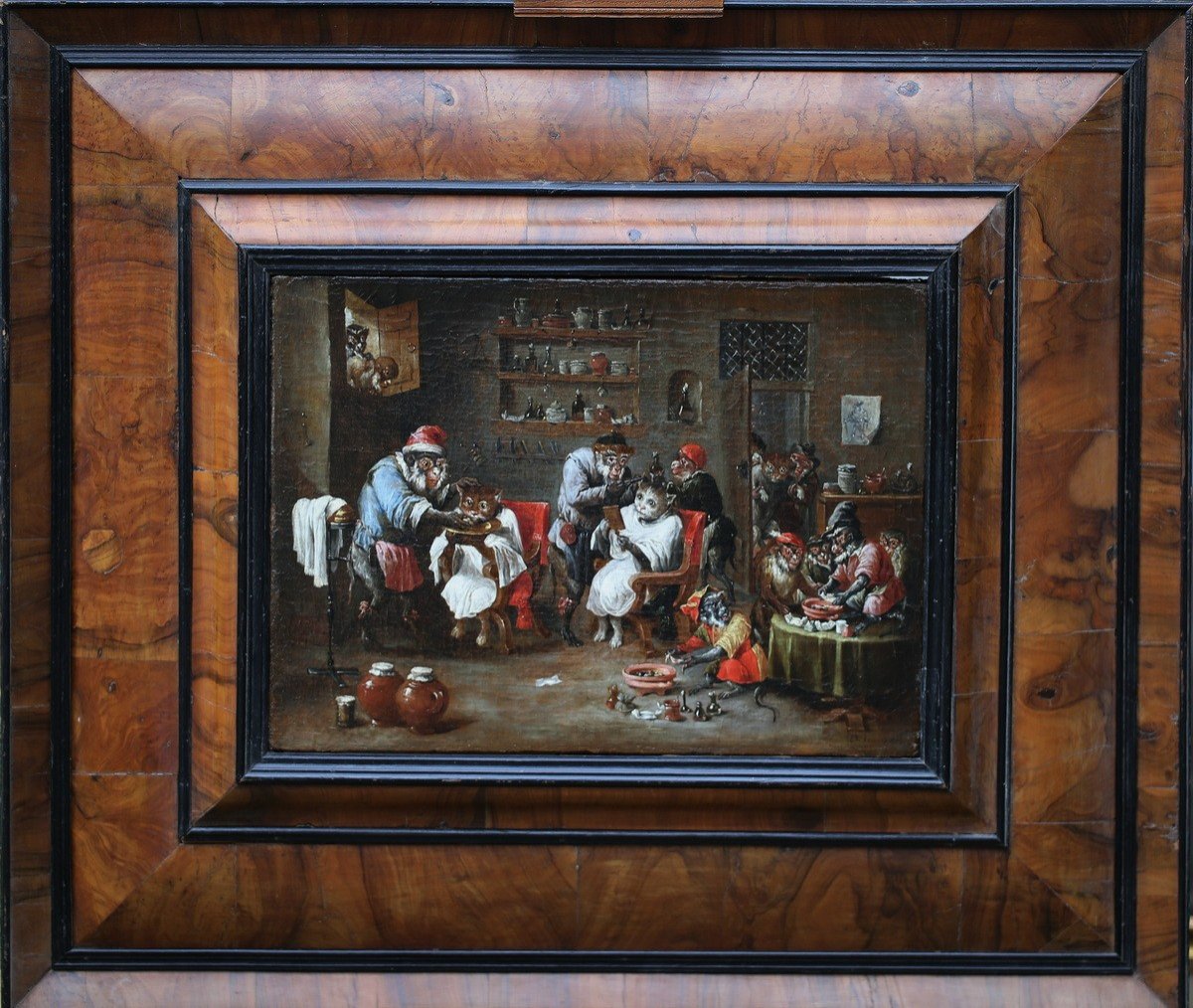 Abraham Teniers (1629-1670) Attributed To, The Barber Monkeys Styling Cats.