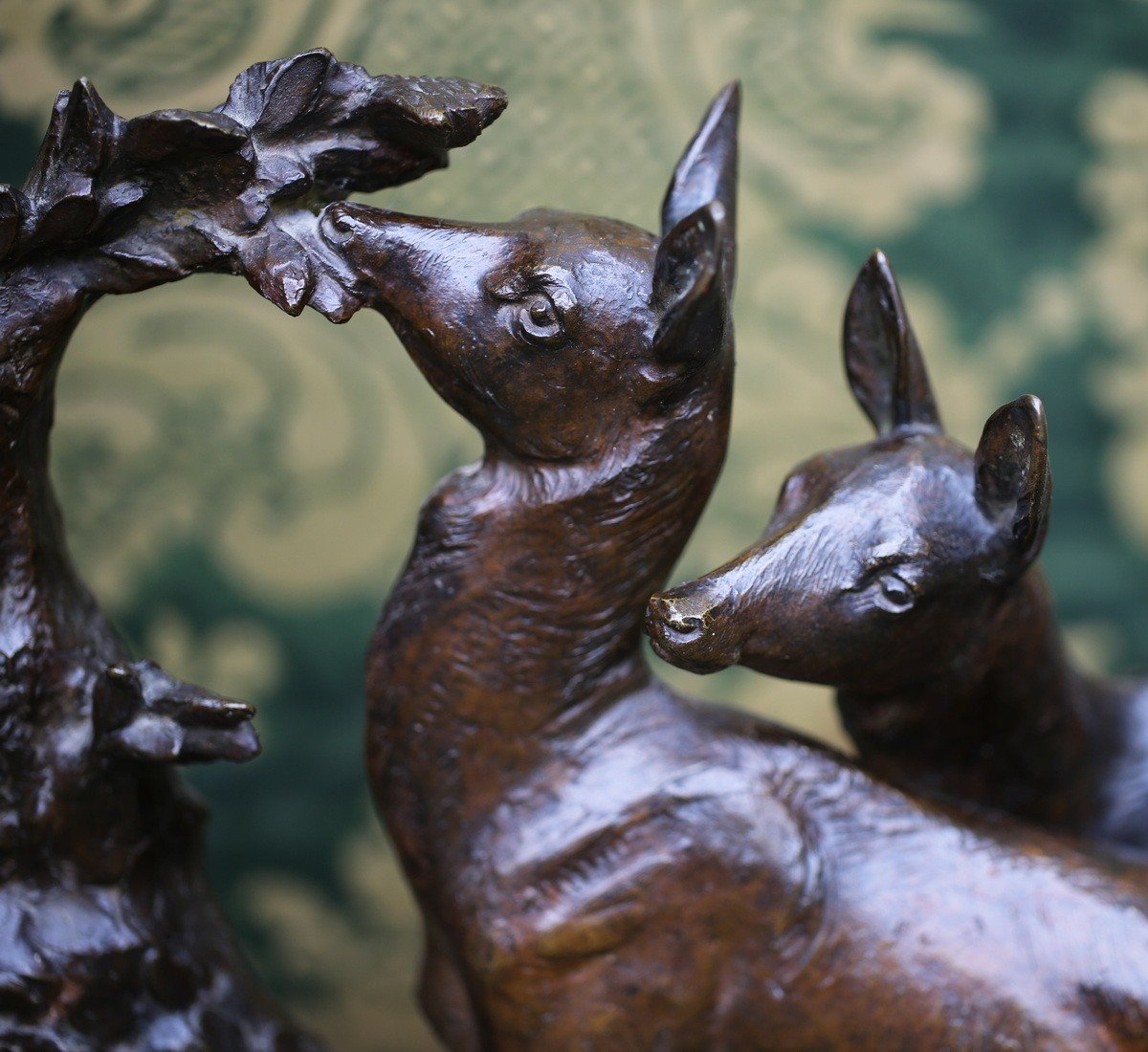 Maximilien Louis Fiot 1886-1953, Two Deer, Old Bronze Proof, Lost Wax Casting Susses-photo-3