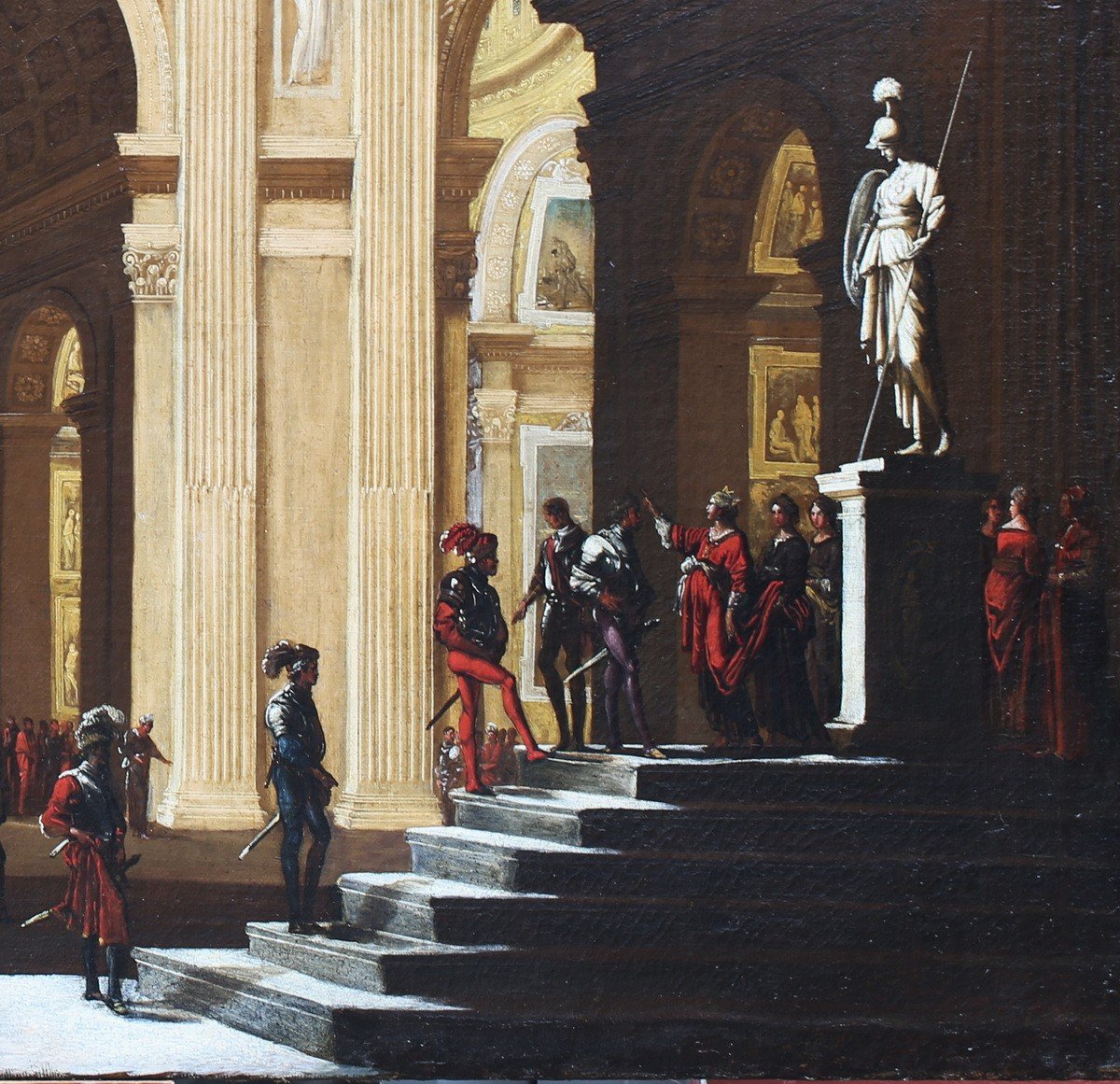 Agostino Tassi (rome 1580 - 1644), Sémiramis Visitant Son Palais, Huile Sur Toile.-photo-2