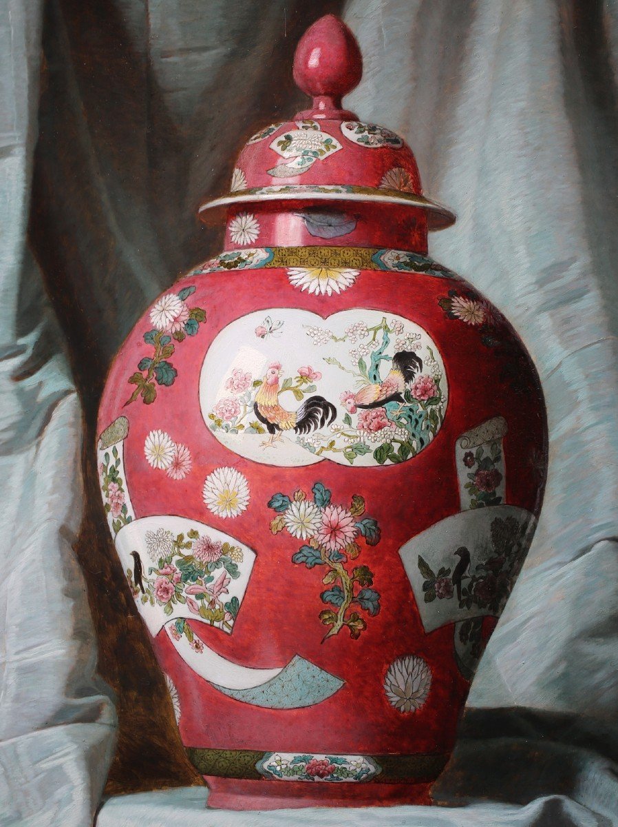 André Jerzy Mniszech (wischnowitz, 1823 - Paris, 1905) Still Life With Chinese Vase.-photo-3