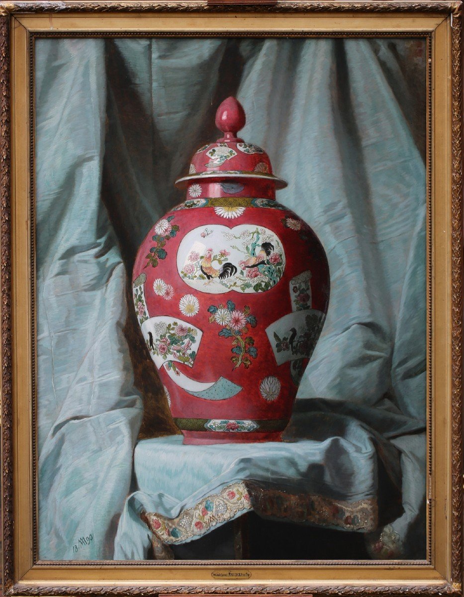 André Jerzy Mniszech (wischnowitz, 1823 - Paris, 1905) Still Life With Chinese Vase.