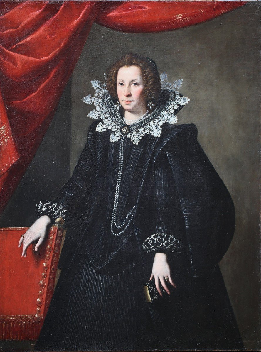 Italian School Of The 17th Century, Workshop Of Justus Sustermans, Portrait Of A Woman With A Ruff.-photo-2